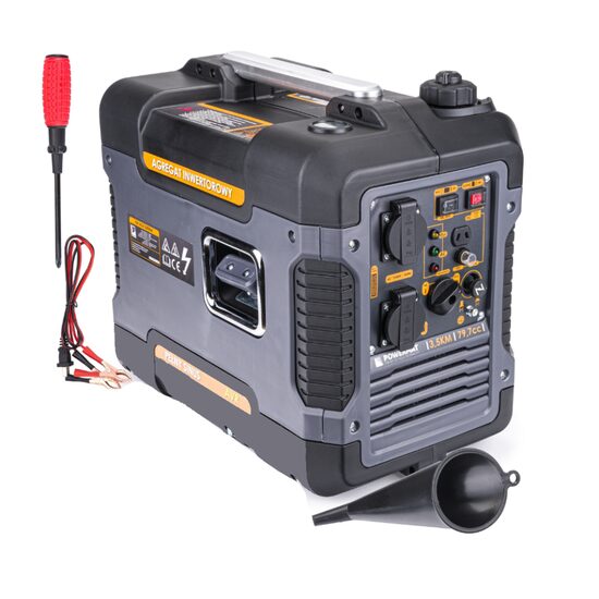 Generator curent electric 2000W, capacitate rezervor 4 litri, motor in 4 timpi, putere 3.5cp, stabilizator de tensiune AVR Powermat