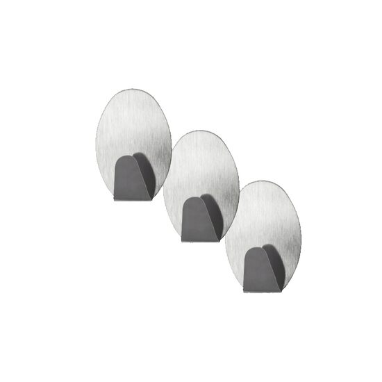 Set 3 agatatori cuier autoadezive, ovale, inox Sepio
