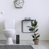 Set perie wc cu suport, inox, negru, Sepio