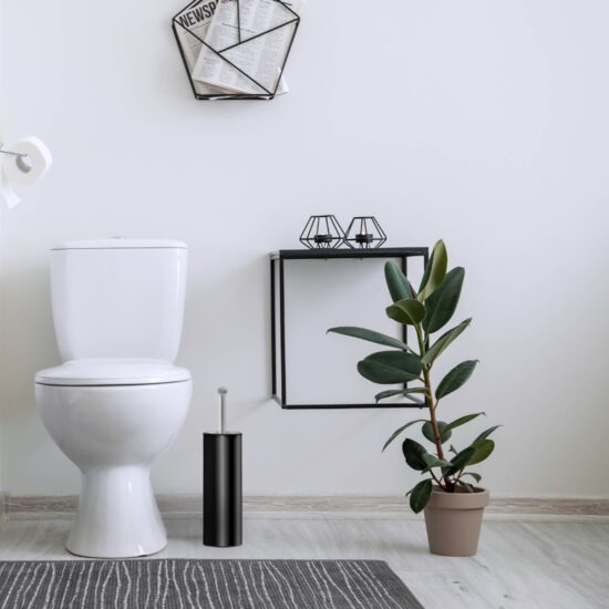 Set perie wc cu suport, inox, negru, Sepio