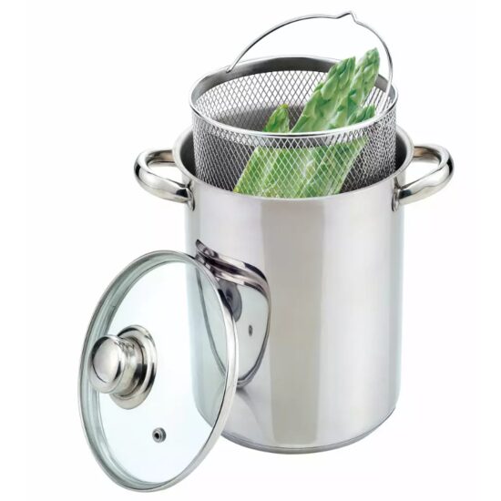 Oala din inox cu cos pentru gatit la abur, pentru sparanghel, legume, paste, 16 cm, 4.2 litri, Kinghoff