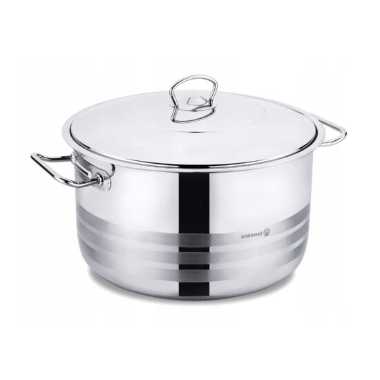 Oala cu capac din inox, 32X20, 15litri, compatibila cu toate tipurile de aragaz, Korkmaz