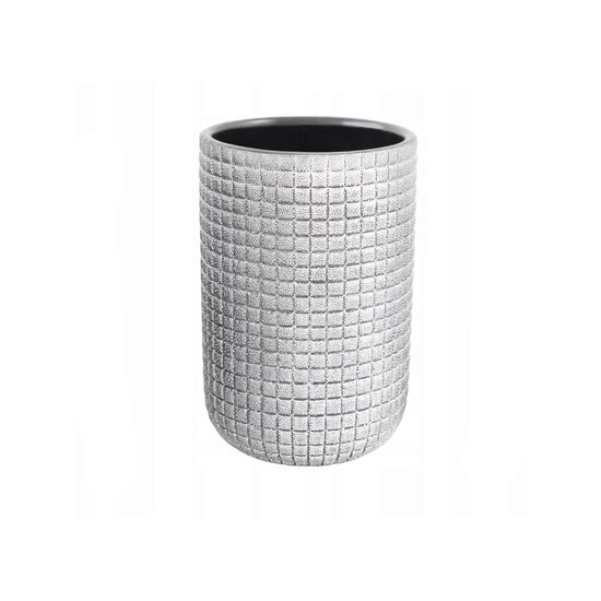 Suport pentru periute dinti, pensule, din ceramica, argintiu, Sepio