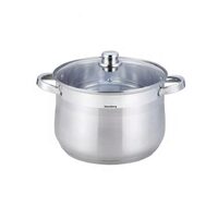 Oala din inox cu capac din sticla, 24cm,Fund termic multistrat, 8.6l Klausberg