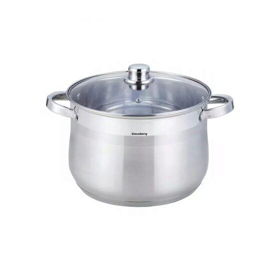 Oala din inox cu capac din sticla, 24cm,Fund termic multistrat, 8.6l Klausberg