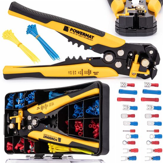 Dispozitiv, cleste pentru sertizat decupat cabluri, 260 accesorii, Powermat