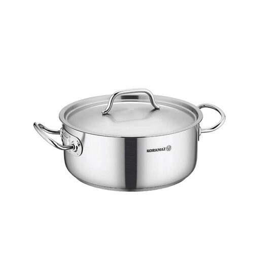 Oala din inox cu capac, capacitate 2 litri 16x10 cm, Korkmaz
