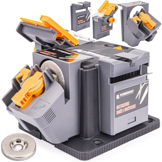 Aparat de ascutit cutite, foarfeci, dalti, multifunctional 3 in 1, 170 W, Powermat