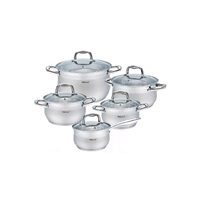 Set de 5 oale cu capac din sticla, inox, fund termic multistrat, Kinghoff