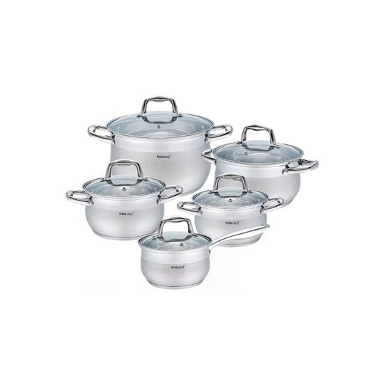 Set de 5 oale cu capac din sticla, inox, fund termic multistrat, Kinghoff