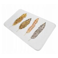 Covoras pentru baie antiaderent, pufos, 50x80 cm, alb cu imprimeu, Sepio