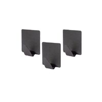 Set 3 agatatori cuier, autoadezive, dreptunghiulare, metal, negru Sepio

