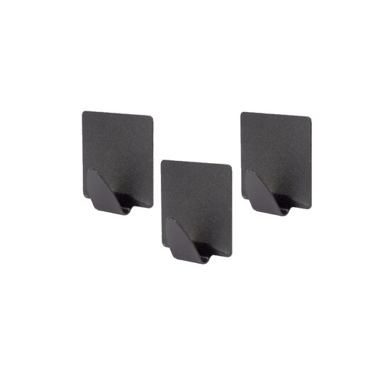 Set 3 agatatori cuier, autoadezive, dreptunghiulare, metal, negru Sepio
