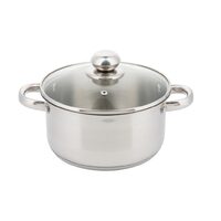 Oala din inox 6litri cu capac sticla, 24 cm,fund termic multistrat, Kinghoff