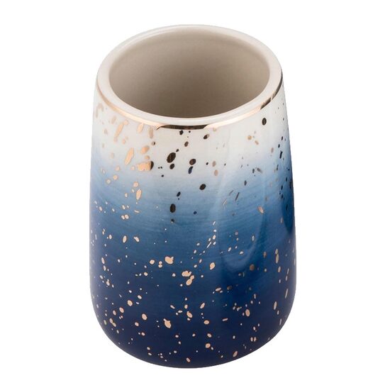 Suport din ceramica pentru periute dinti, pensule, nuante de albastru, multicolor, Sepio
