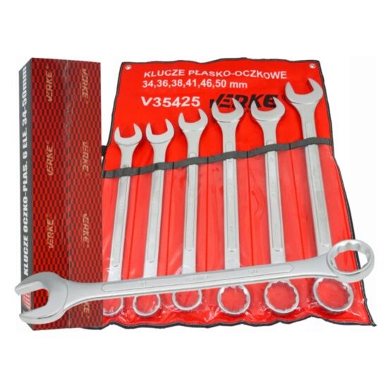 Set chei combinate, fixe si inelare 6 piese 34, 36, 38, 41, 46, 50 mm Verke profesionale