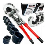 Trusa cleste pentru sertizat tevi, cu cremaliera, 4 bacuri incluse 16-32mm, Silver