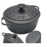 Oala din fonta 2.4litri, 21cm, cu capac, negru, KingHoff