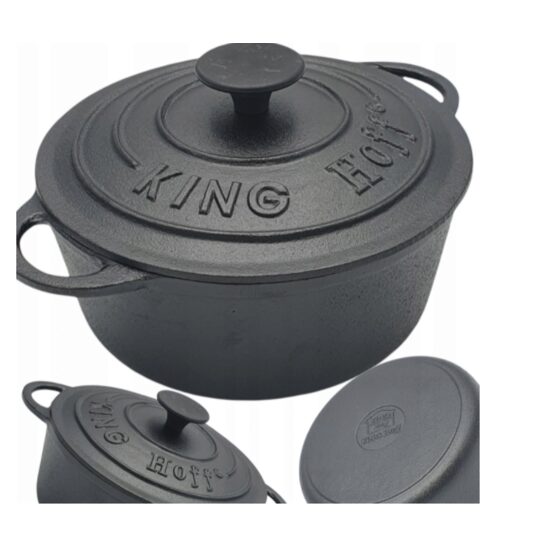 Oala din fonta 2.4litri, 21cm, cu capac, negru, KingHoff