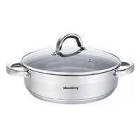 Oala din inox cu capac din sticla, 28cm,Fund termic multistrat, 6l Klausberg
