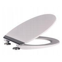 Capac WC inchidere silentioasa, duroplast alb, aplicatii gri, placa antibacteriana, Sepio