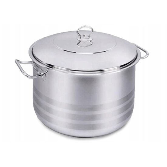 Oala cu capac din inox, 28x17cm 10litri, compatibila cu toate tipurile de aragaz, Korkmaz