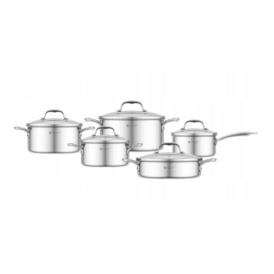 Set premium de 5 oale cu capac, inox, dimensiuni 16,18,20,24,24 cm, Kassel