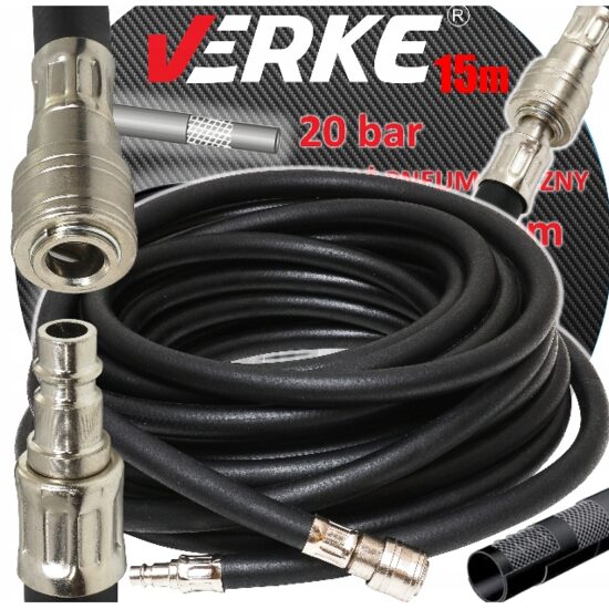 Furtun compresor aer comprimat 15m, 10x17mm, 20 bari, Verke