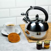 Ceainic argintiu din inox, fierbator traditional, capacitate 3 litri, Kinghoff
