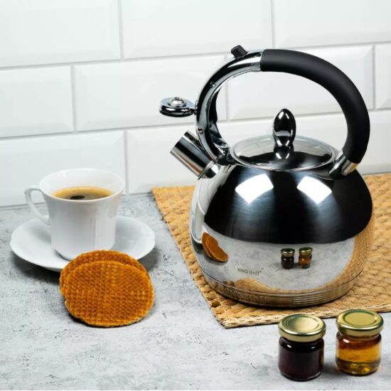 Ceainic argintiu din inox, fierbator traditional, capacitate 3 litri, Kinghoff