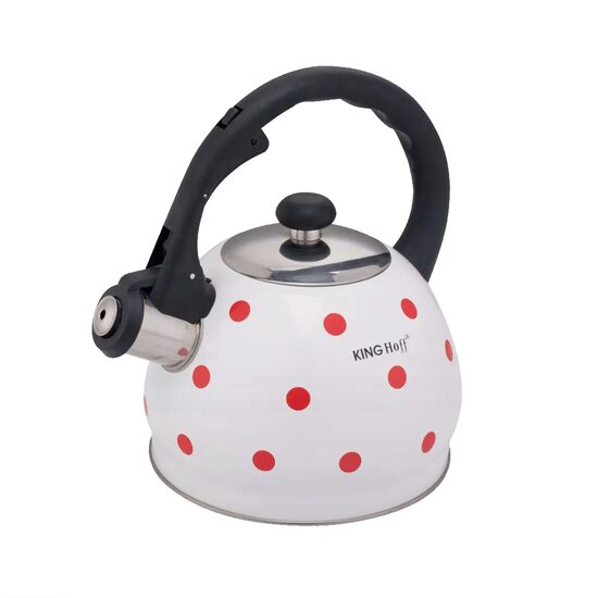 Ceainic tradițional cu fluier, fabricat din otel inoxidabil, 2 litri, 16.5-23 cm, alb, Klausberg