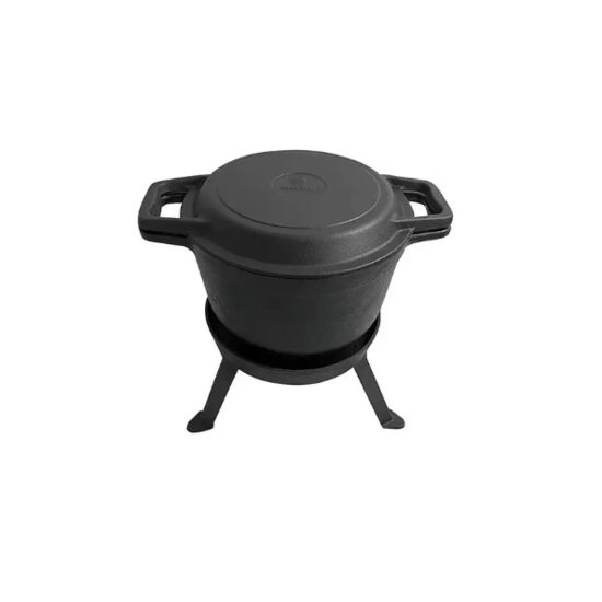 Ceaun 3 in 1 din fonta cu picioare si capac, 8 litri, negru, Kinghoff