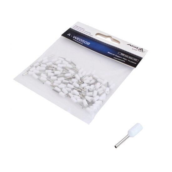 Set pini sertizabili, cu izolatie, pentru cabluri electrice, 8 x 14 mm, interval 0.5 mm2, 100 piese, Asta