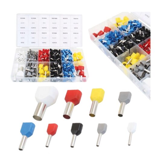 Set pini terminal sertizabili, cu izolatie, 660 piese, pentru cabluri electrice, Asta