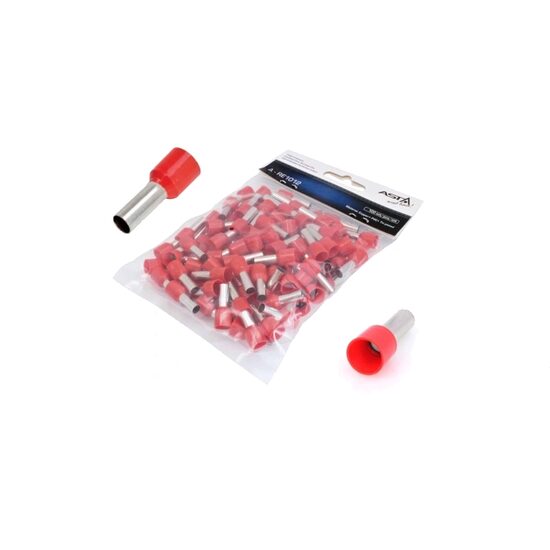 Set pini izolati, sertizabili, tub de capat pentru izolat, 10 mm², 100 piese, Asta