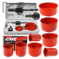 Set carote 19-64 mm pentru lemn, gips-carton și carton, 11 piese, Verke