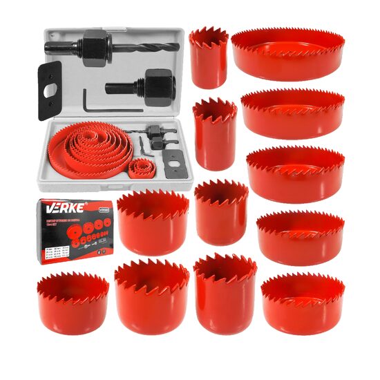 Set carote 19-127 mm pentru lemn, gips-carton și carton, 16 piese, Verke