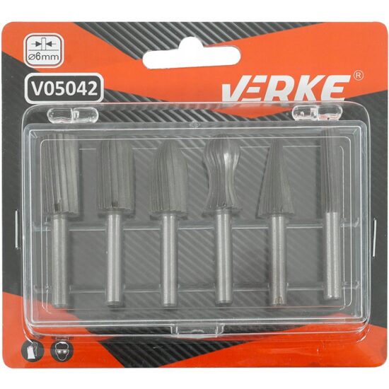Set 6 freze pentru metal, prindere 6 mm, lungime 55mm, Verke