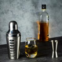Shaker pentru bauturi si cockteil, 600ml, argintiu, cu retete, din inox, Kinghoff