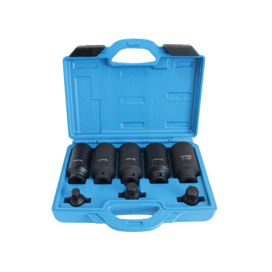 Trusa chei tubulare de impact 12 colturi pentru planetara, butuc, 1/2", 30, 32, 34, 35, 36 mm, 8 piese, Asta