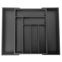 Cutie pentru tacamuri din bambus, cu 8 compartimente, pentru sertar, 52x43x5 cm, negru Kinghoff