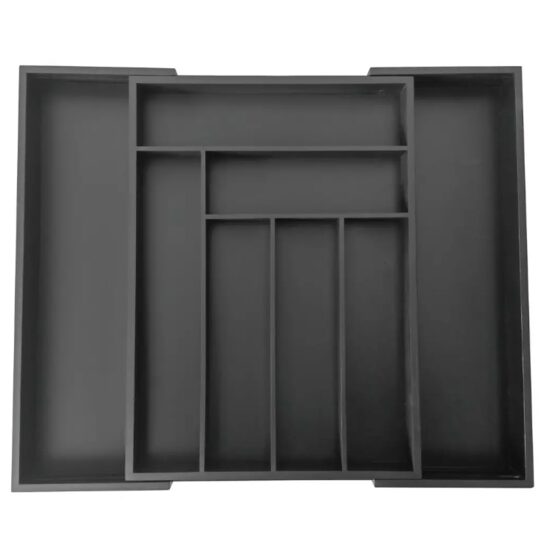 Cutie pentru tacamuri din bambus, cu 8 compartimente, pentru sertar, 52x43x5 cm, negru Kinghoff