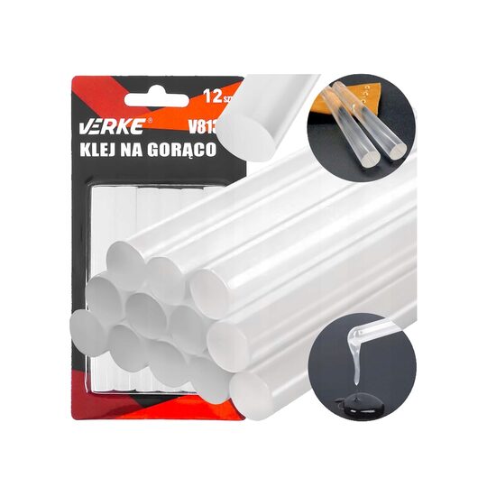 Set batoane silicon transparente, pentru pistoale de lipit, 11 x 100 mm, 12 bucati, Verke