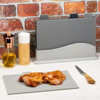 Set 4 placi pentru tăiat din plastic ecologic, cu suport, 300 x 225 x 50 mm, Kinghoff