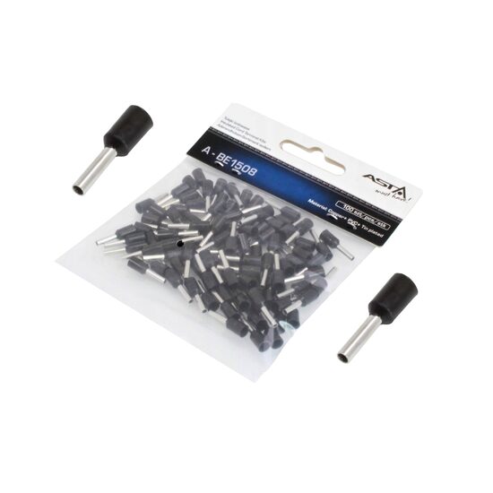 Set pini izolati, sertizabili, tub de capat pentru izolat, 1,5 MM2, 100 piese, Asta