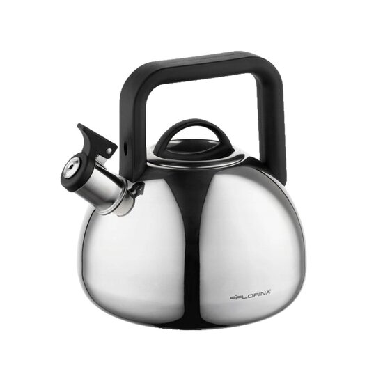 Ceainic din inox cu fluier, fierbator traditional, capacitate 2.5 litri, argintiu-gri, Florina