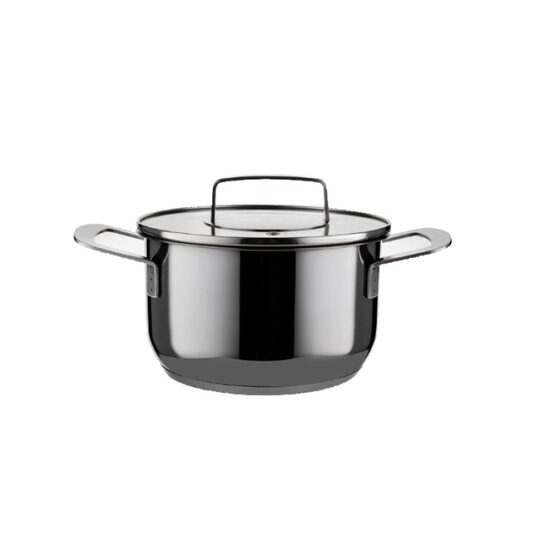 Oala cu capac, din inox, parte inferioara cu 5 straturi, diametru 18 cm, capacitate 2.2 litri, calitate premium, Infinity Florina