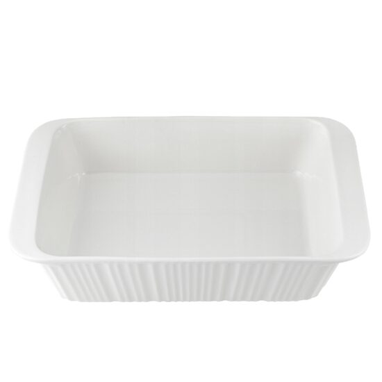 Vas termorezistent din ceramica dreptunghilar pentru cuptor, 34 x 23 x 7 cm, capacitate 3 litri, alb, Satia Florina