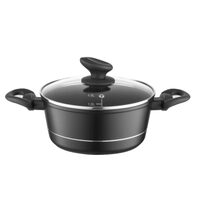 Oala din aluminiu forjat, cu capac, 18cm, 1, 5L, invelis antiaderent si manere izolate termic, design modern, calitate superioara, Florina Delux