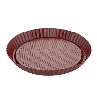 Forma, rotunda pentru copt tarte, otel carbon, strat antiaderent, 28 x 3 cm, visiniu, Florina